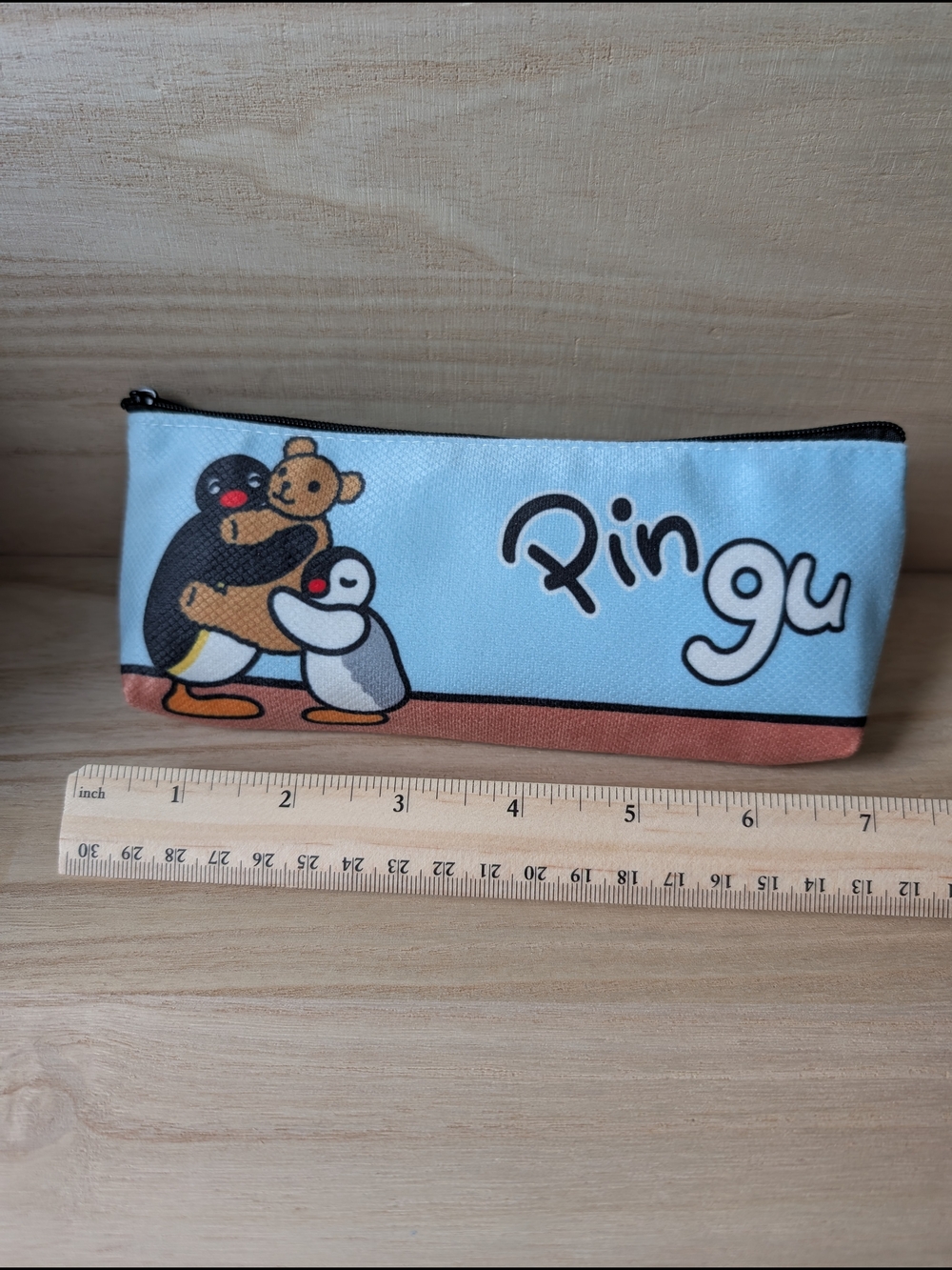 Pingu Pinga Light Blue Zippered Pencil Case Makeup Bag W/ Zipper New Without Tag